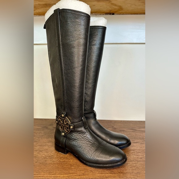 Tory Burch Shoes - Tory Burch Amanda Black Pebbled Riding Boot Size 6